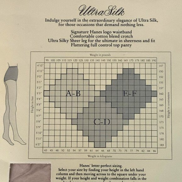 Hanes UltraSilk Pantyhose CD Large Pink Crystal Control Top Sandalfoot 1989 - Picture 3 of 3